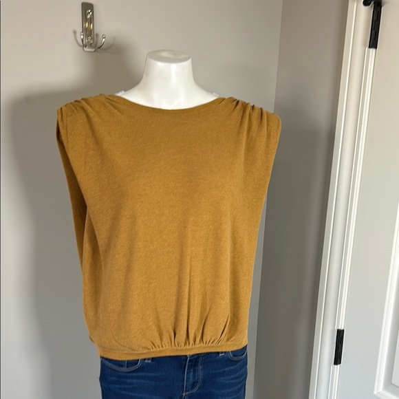 Bash Lony Vest Cardigan Knit Cropped Button Back Women's Mustard Top US 4 - Picture 4 of 15
